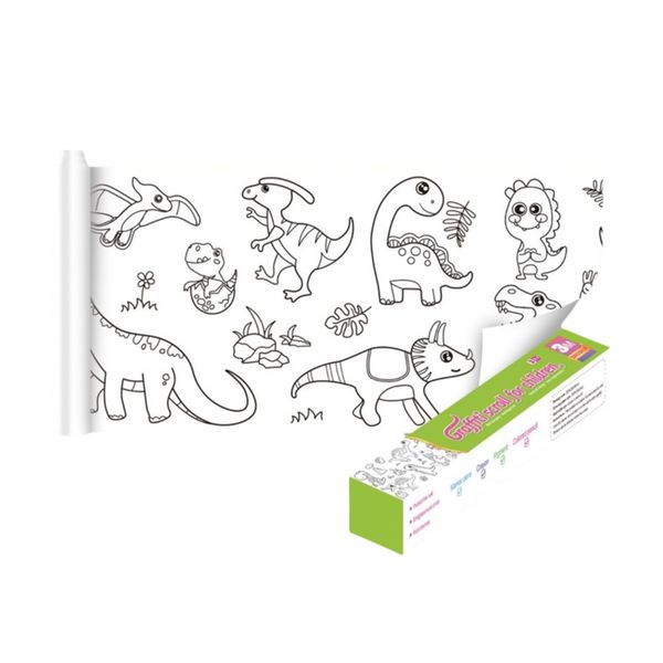 Larfraecy Papierrolle Malen für Kinder 30CM*3Meter Kinder Malpapier Rolle,Zeichnungsrolle für Kinder,Malpapier Rolle Für Kinder,Selbstklebend Schneidbare Zeichenrolle,Zeichenpapier (Dinosaurier)