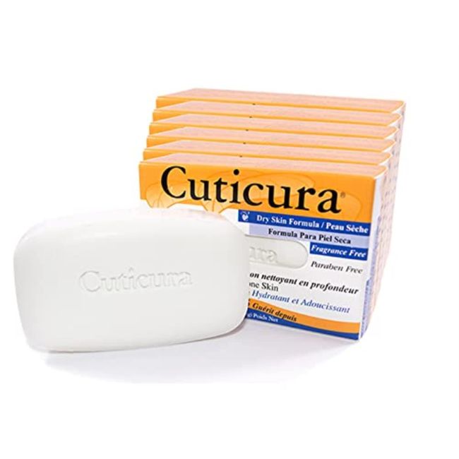 Cuticura Deep Cleansing Face and Body Soap, Dry Skin Formula – Deep Cleansing Bar Soap for Blemish-Prone Skin 3 oz (Pack of 6)