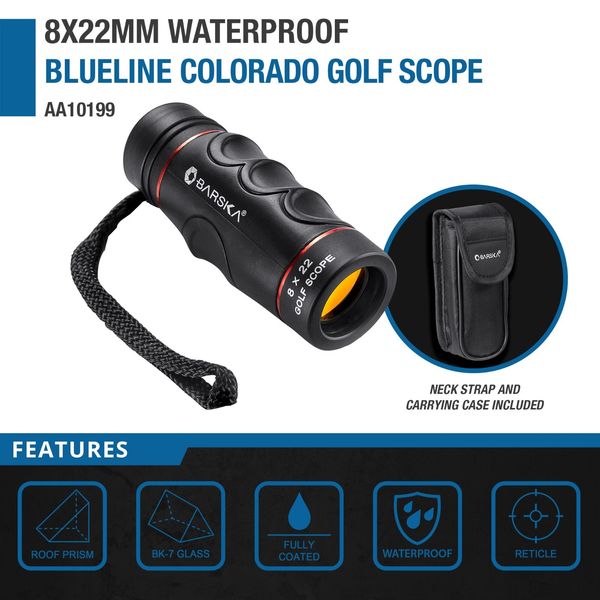 Barska Golf Monocular Range Finder Scope with Case + Wrist Strap 8X 22mm AA10199