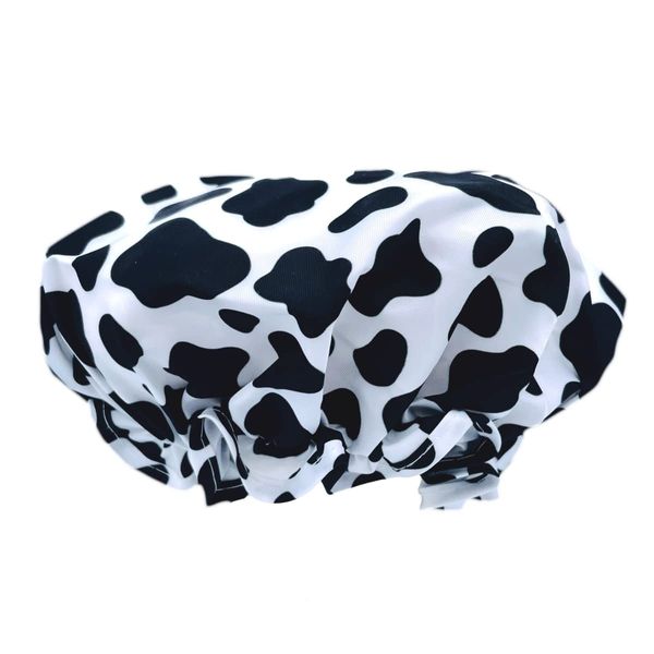 SMUG Shower Cap | Waterproof Shower Cap with Elastic Lining | Four Prints Available | Showers, Cooking, Spa Salon, Sleeping, Makeup | Shower Caps For Women UK Long Hair Short Hair | Cow