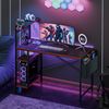 44" Reversible Gaming Desk with Power Outlet & LED Lights Corner Computer Desk