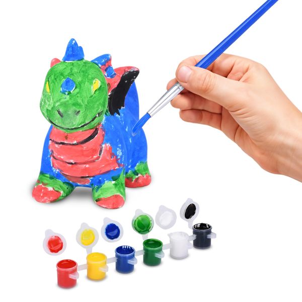 Neliblu Dinosaur Painting Kit - DIY Dino Craft Kit with Ceramic Figurine - Paintable Dino Art Activity for Toddler - Educational Toy for Dinosaur Enthusiasts - Gift-Worthy Figurines and Statues