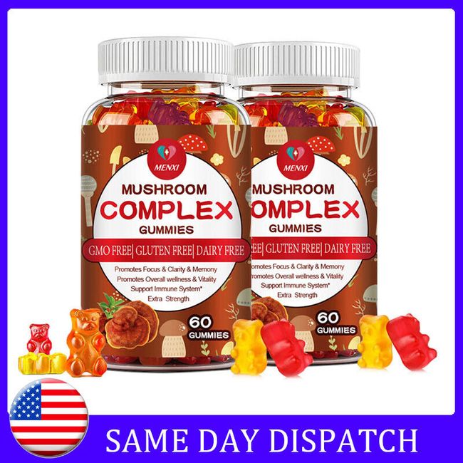 Mushroom Extract Complex Gummies Lions Mane Chaga Reishi Focus Memory Immunity