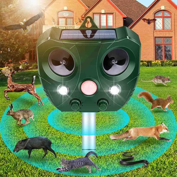 Animal Repeller Ultrasonic Solar Power Outdoor Pest Cat Mice Deer Repellent