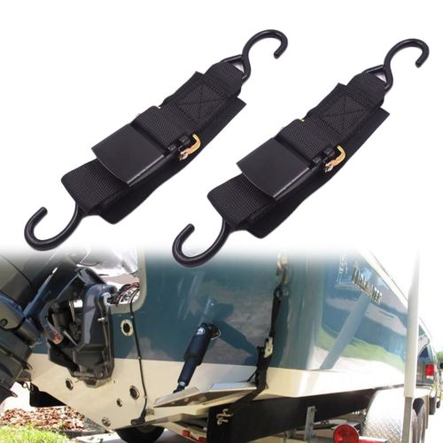 Boat Trailer Tie Down Strap 4ft Heavy Duty Adjustable with Quick Release Scratch Resistant Hook for Pontoon Jet Ski Rowing Boat Kayak Pack of 2