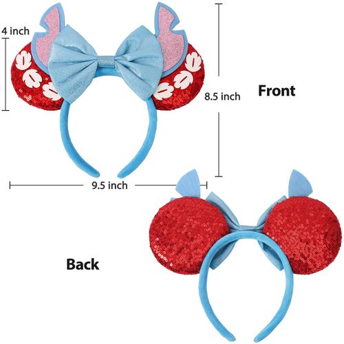 HXPLN Mouse Ears Headband, Stitch Ears Glitter Headband for Adult Women Girls Parks Ears for Trips Party Cosplay Costume Accessories