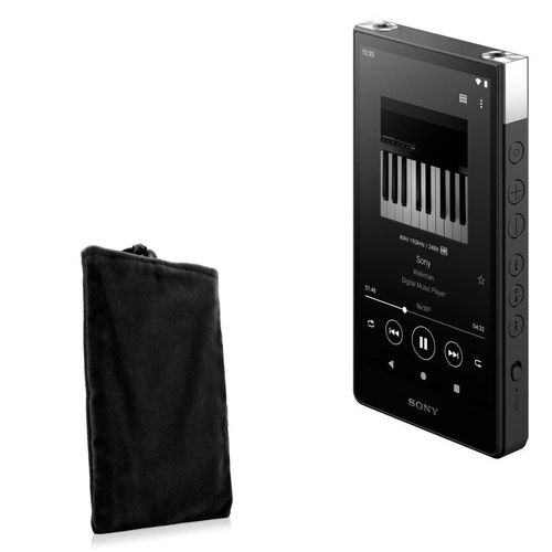 BoxWave Case Compatible with Sony Walkman NW-ZX707 - Velvet Pouch, Soft Velour Fabric Bag Sleeve with Drawstring - Jet Black