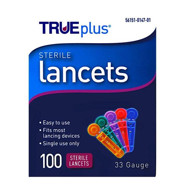 TRUEplus Sterile Lancets 100 Count - 33 Gauge