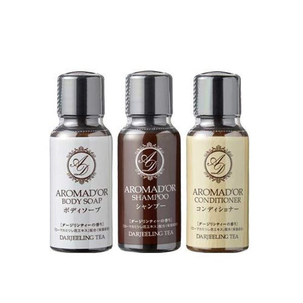 Hotel Amenity Aroma Doll Shampoo, Conditioner, Body Soap, 1.0 fl oz (30 ml) Mini Bottle, Set of 2