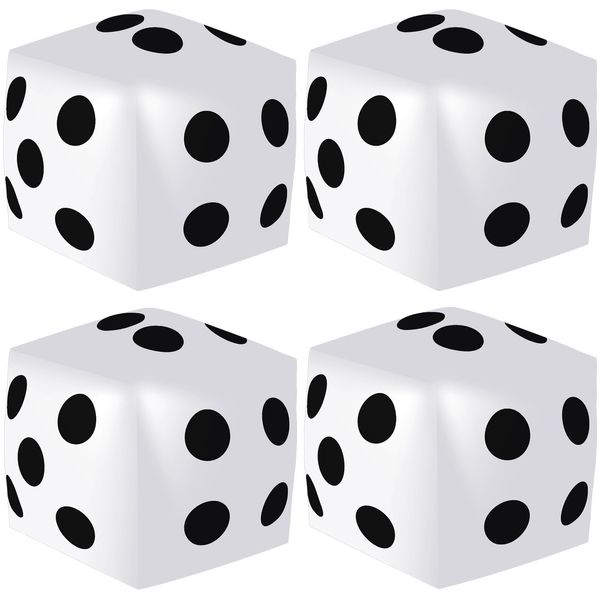 4 Pieces Jumbo Inflatable Dice 12.6 Inch Large Inflatable Dice Fun Giant Inflatable Dice Toy for Indoor Outdoor Lawn Game Pool Party Board Game, White