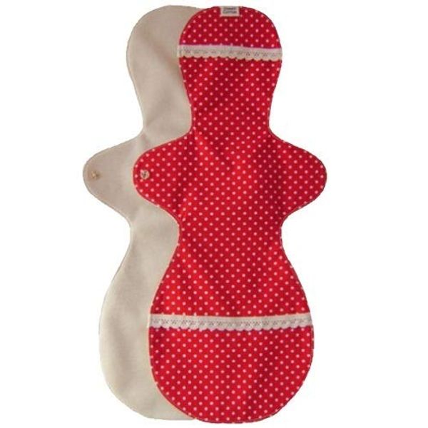 Unbleached Cotton: Cloth Napkin, Waterproof Holder, Night Long: Red Dot