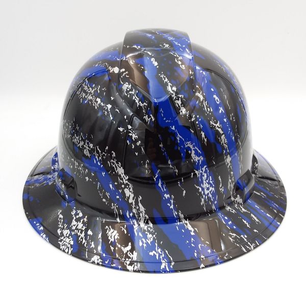 Wet Works Imaging Customized Pyramex Full Brim Blue Urban Camo Hard Hat with Ratcheting Suspension