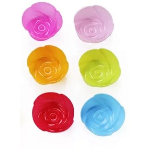 Vision4ever 12-Pack Silicone Flower Shape Molds - 6.5cm Multi-Color Bakeware Kitchen Tools for Baking and Crafting