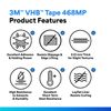 3M 468MP Adhesive Transfer Tape, 0.75" Width x 20yd Length (1 roll)