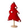 Pom Pom Tree - Standing Plush Christmas Tree Table or Mantle Decor - Red/White