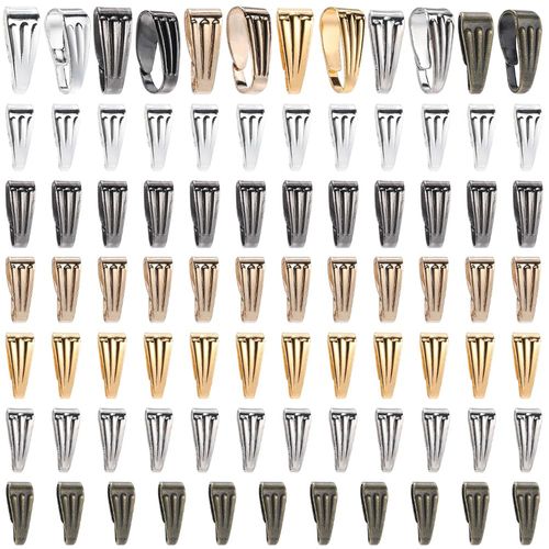 SOFPLATE 1 Box 600Pcs 6 Colors Silver Pinch Clip Clasp Gold Pendant Bails Bulk Snap on Bail Rosegold Iron Hook Claw Clasps Charms Chain Connector for Necklace Jewelry Making Bracelets Earrings Crafts