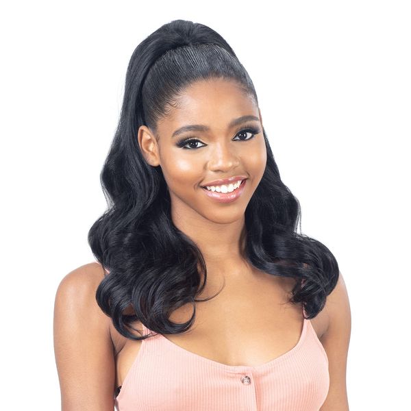 FreeTress Equal Drawstring Ponytail Natural Me Natural Bouncy Curl (1B)