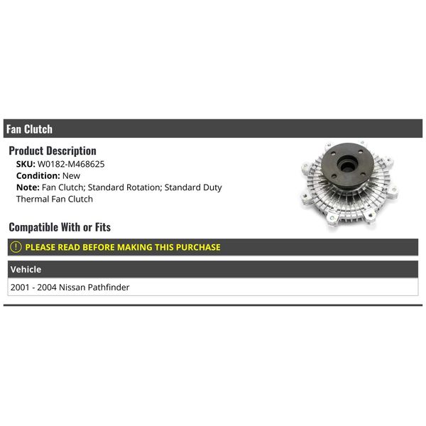 Fan Clutch - Compatible with 2001-2004 Nissan Pathfinder