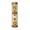 Unique Paschal Gold-Tone Candle Alpha Omega Cross Sheep