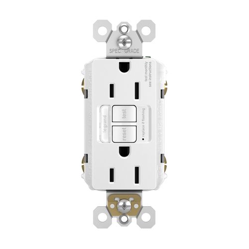 Legrand radiant 1597NTLTRWCCD4 15 Amp Night Light GFCI Self Test Tamper-Resistant Decorator Duplex Outlet with Cool Touch LED, White (1 Count)