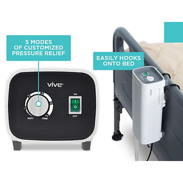 Vive Alternating Pressure Whisper Quiet Pump for Alternating Air Mattress Pad