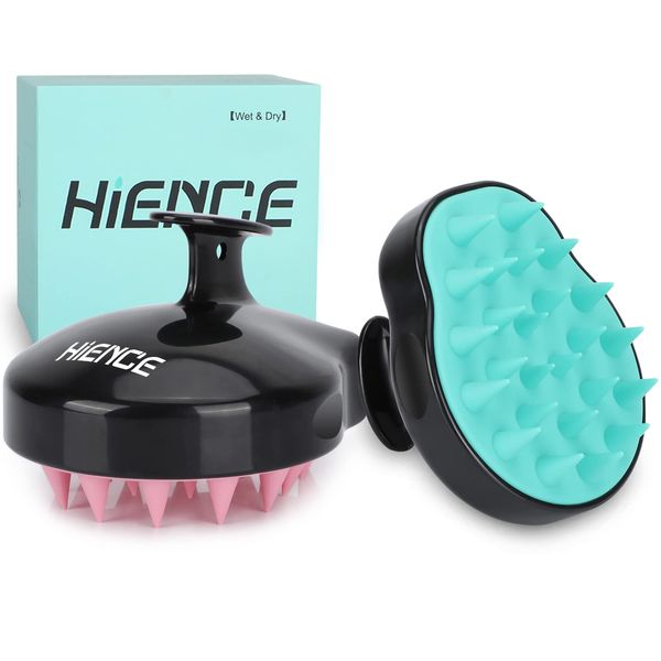 Hience 2-Pack Hair Scalp Massager Shampoo Brush, Shower Hair Scalp Scrub Brush with Soft Silicone Bristles for Dandruff Removal, Scalp Care and Hair Growth, Wet & Dry Head Scrubber Scalp Exfoliator