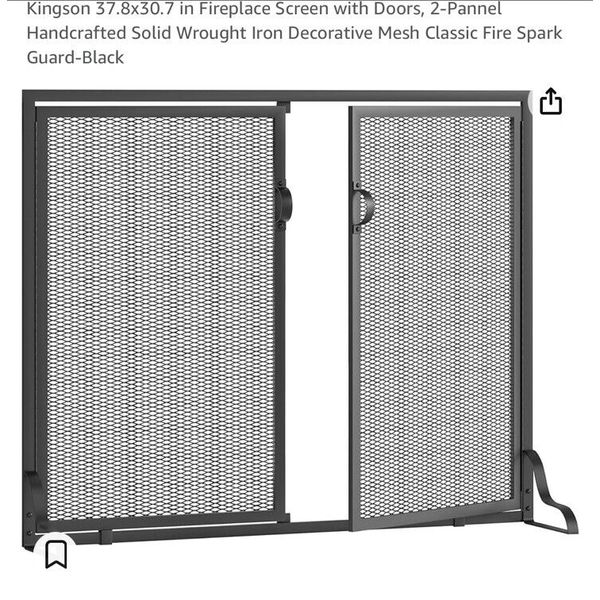 Kingson 37.8x30.7 In Fireplace Screen With Doors 2 Pannel Decorative Mesh