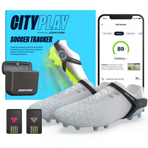 CITYPLAY Smart Soccer Tracker for Cleats by Playermaker, Track 25+ Technical & Physical Metrics, 12 Month Access to CITYPLAY Soccer Training App Included, Advanced Than GPS, Large