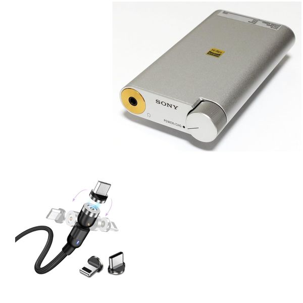 BoxWave Cable Compatible with Sony PHA-1A - MagnetoSnap AllCharge Cable, Magnet Charging Cable USB Type-C Micro USB - Jet Black