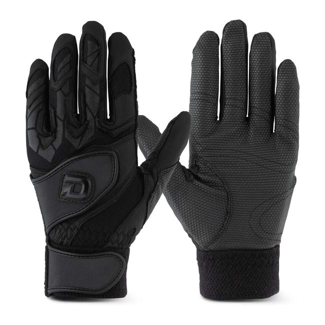 DeMARINI WTABG1002M Baseball Batting Glove (Both Hands) (High School Baseball Compatible) Black