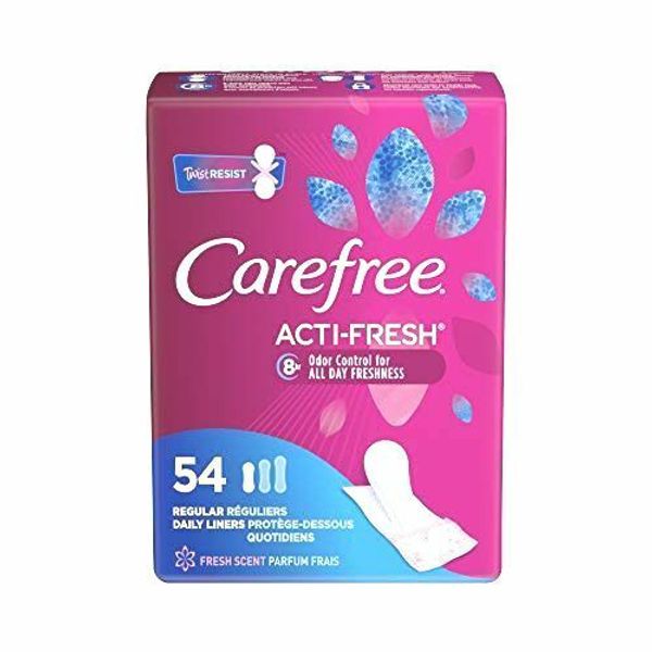 Care Free Acti-Fresh Body Shaped Regular Pantiliners, Fresh Scented, 54 Count (P