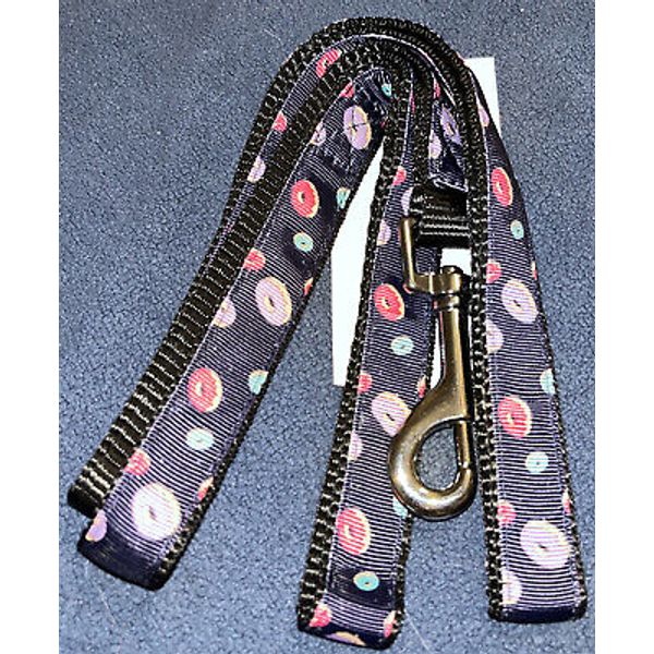 New Cute Donut Pattern 3/4" Wide Dog or Pet Leash By 4 Feet Long