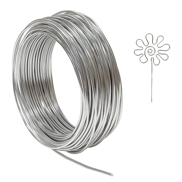 12 Gauge Aluminum Craft Wire, 100 Feet 2mm Thick Bendable Metal Crafting Wire for Sculpting, Modelling, Bonsai Training, Skeleton, Floral Making, Jewelry Making, Wire Weaving and Wrapping (Silver)