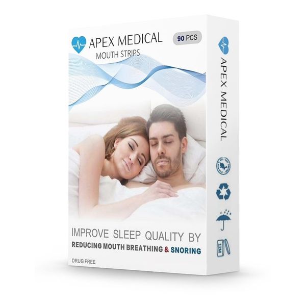 Apex Medical Mouth Tape 90pcs, snoring aids for Men and Women. Anti snoring Devices, Mouth Tape for Sleeping and snoring. Instantly Reduce Mouth Breathing and snoring. Hypoallergenic Mouth Breathing