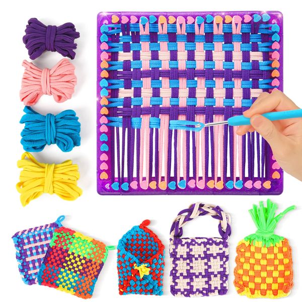 Weaving Loom for Kids - Arts and Crafts for Girls Ages 6-8-12 Potholder Loops Toys for Girls and Adults - Knitting Loom Set Pot Holder Weaving Kits and Birthday Gifts for 7 9 10 11 Years Old and UP