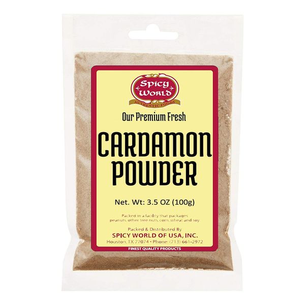 Spicy World Ground Cardamom Powder (Cardamon) 3.5 Ounce Bag