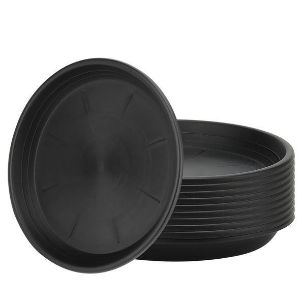 ZEONHAK 10 PCS 19cm Plant Pot Saucers, 7.4 Inch Black Plastic Plant Pot Trays, Round Flower Pot Plant Drip Saucer for Indoor and Outdoor Pots