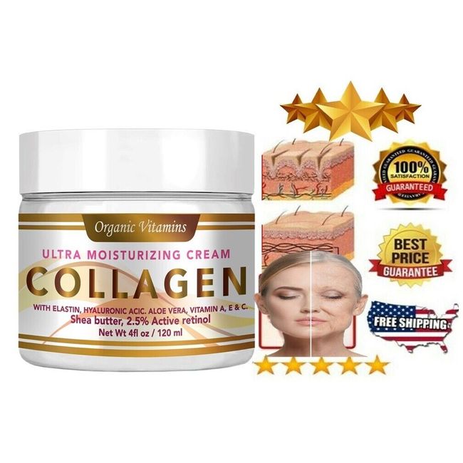 COLLAGEN & ELASTIN SKIN CREAM Firming Face Care Anti Aging Wrinkle Beauty 4oz