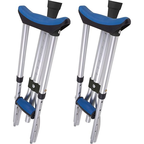 Carex Folding Aluminum Under Arm Crutches for Adults 4'11" to 6'1", 2 Lightweight Crutches Included, Universal for Walking, Walking Aid for Kids, Adults & Seniors, Includes Padded Underarm Cushions