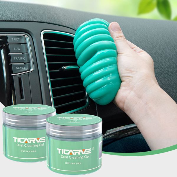 TICARVE Cleaning Gel for Car Detailing Vent Cleaner Cleaning Putty Gel Auto Detail Tools Car Interior Cleaner Cleaning Mud for Cars and Keyboard Cleaner Cleaning Slime Green 2Pack