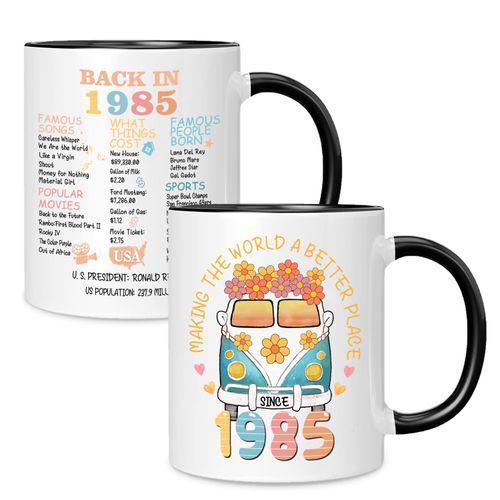 wuguimeii 40th Birthday Gifts for Women - Cool 1985 40th Birthday Gifts Ideas for Her - Forty Birthday Coffee Mugs Party Cup - 40 Year Old Birthday Coffee Mugs Party Decorations