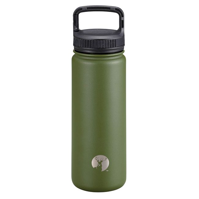 Captain Stag UE-3520 Sports Bottle, Direct Drinking, Double Stainless Steel Bottle, Vacuum Insulated, Hot or Cold Insulated, HD Carabiner Bottle, 16.9 fl oz (500 ml), Olive Drab