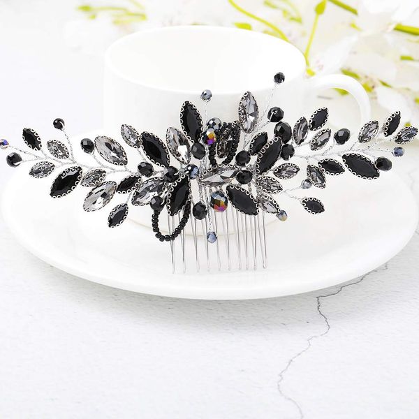 Unicra Bride Wedding Hair Combs Black Delicate Opal Crystal Bridal Headpieces Hair Accessories for Women and Girls (Black)