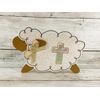 AGD Easter Decor - Chunky Wood Pink Lamb Sheep John 3:16