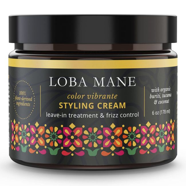 Loba Mane Hydrating Styling Cream – Anti Frizz & Heat Protection Curl Defining Cream - Nourishes and Hydrates - Color Safe, Vegan, Natural & Organic Curly Hair Cream (6oz)