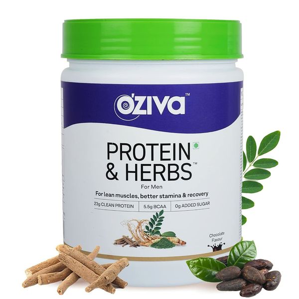 OZiva Protein & Herbs for Men, Chocolate, 16 Servings, 500 g - FAST SHIPPING