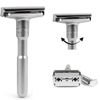 variant Adjustable Double Edge Safety Razor with Stand & 5 Blades Brushed Chrome