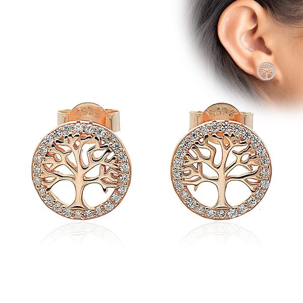 SULIUDAJI Tree of Life Women's Earrings Sterling Silver 925 Stud Earrings with Gift Box Gift for Her Wife Girlfriend Mum Valentine's Day Christmas Mother's Day Diameter 12 mm