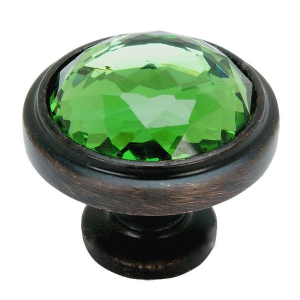 Cosmas 5317ORB-EM Oil Rubbed Bronze & Emerald Glass Round Cabinet Knob