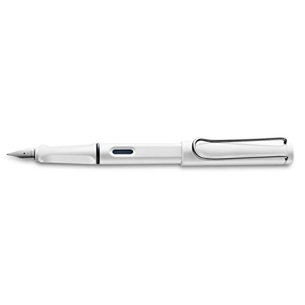 Lamy Safari Fountain Pen (19F) White + 5 Black Ink Cartridges